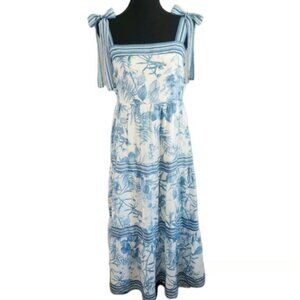 NWOT SWEET WANDERER Coastal Prairie Dress Blue & White Floral - Size: M